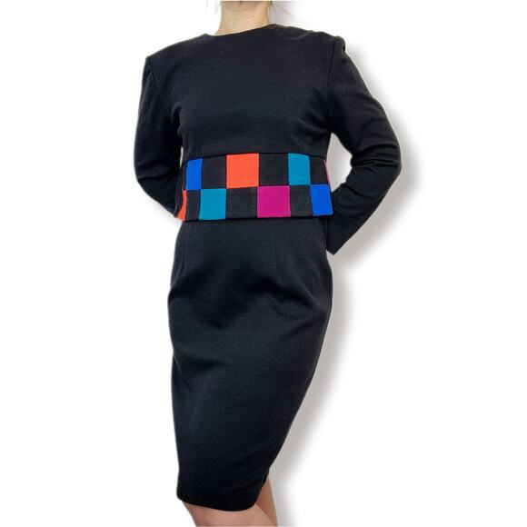 Positive Attitude Dresses & Skirts - Vintage 80s Two Piece Color Block Set 9/10 Crop Top Outfit Positive Attitude